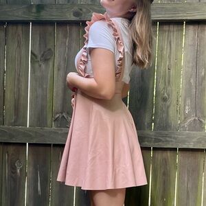 Pink leather SHEIN overall dress small